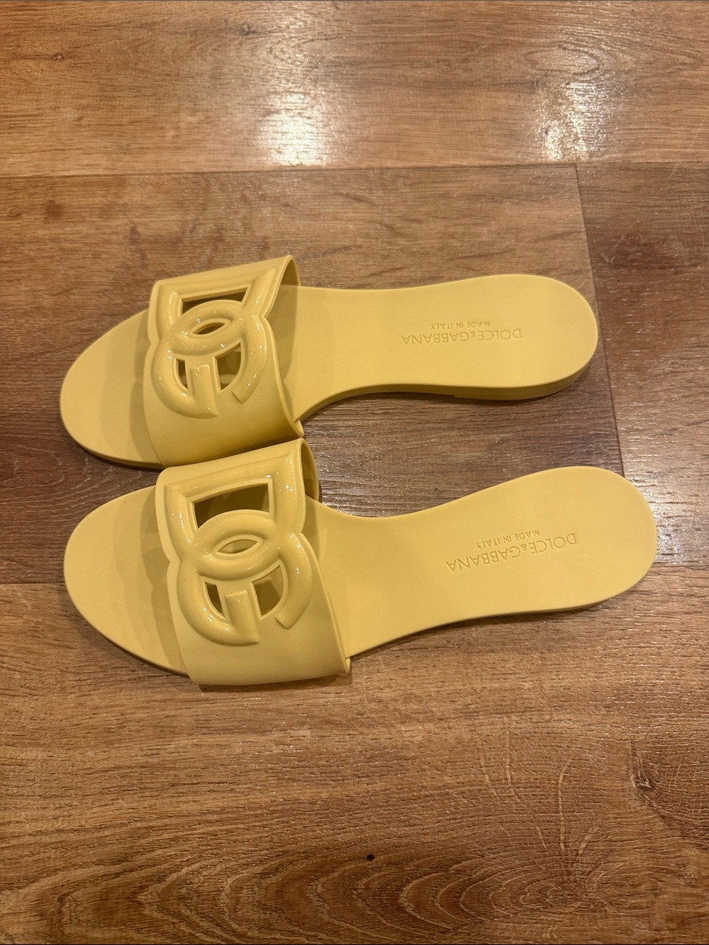 size 39 dolce & Gabbana Banana Yellow Logo Slide Sandals - Picture 8 of 13